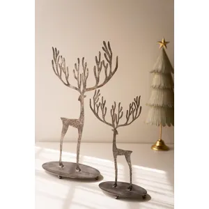 Set of 2 Rustic Metal Reindeer 3