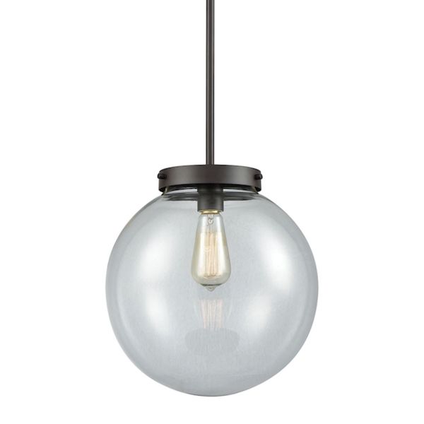 Beckett 12'' Wide 1-Light Mini Pendant - Oil Rubbed Bronze with Clear Glass