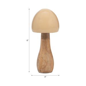 WOOD, 8" CONED MUSHROOM, IVORY 8