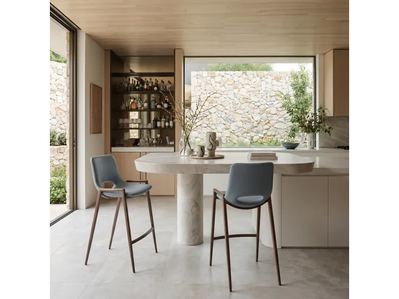 Desi Counter Stool Azure Gray & Walnut 9
