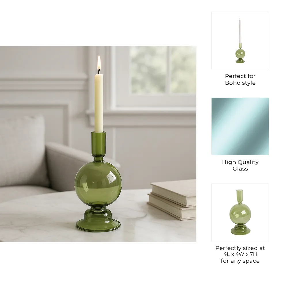 SKYLERCLIFF GREEN CANDLE HOLDER 7 (IN)