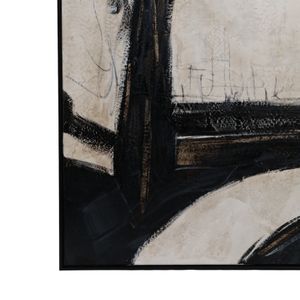 61X61 FRAMED HAND PAINTED ABSTRACT CANVAS, BLACK/G 5