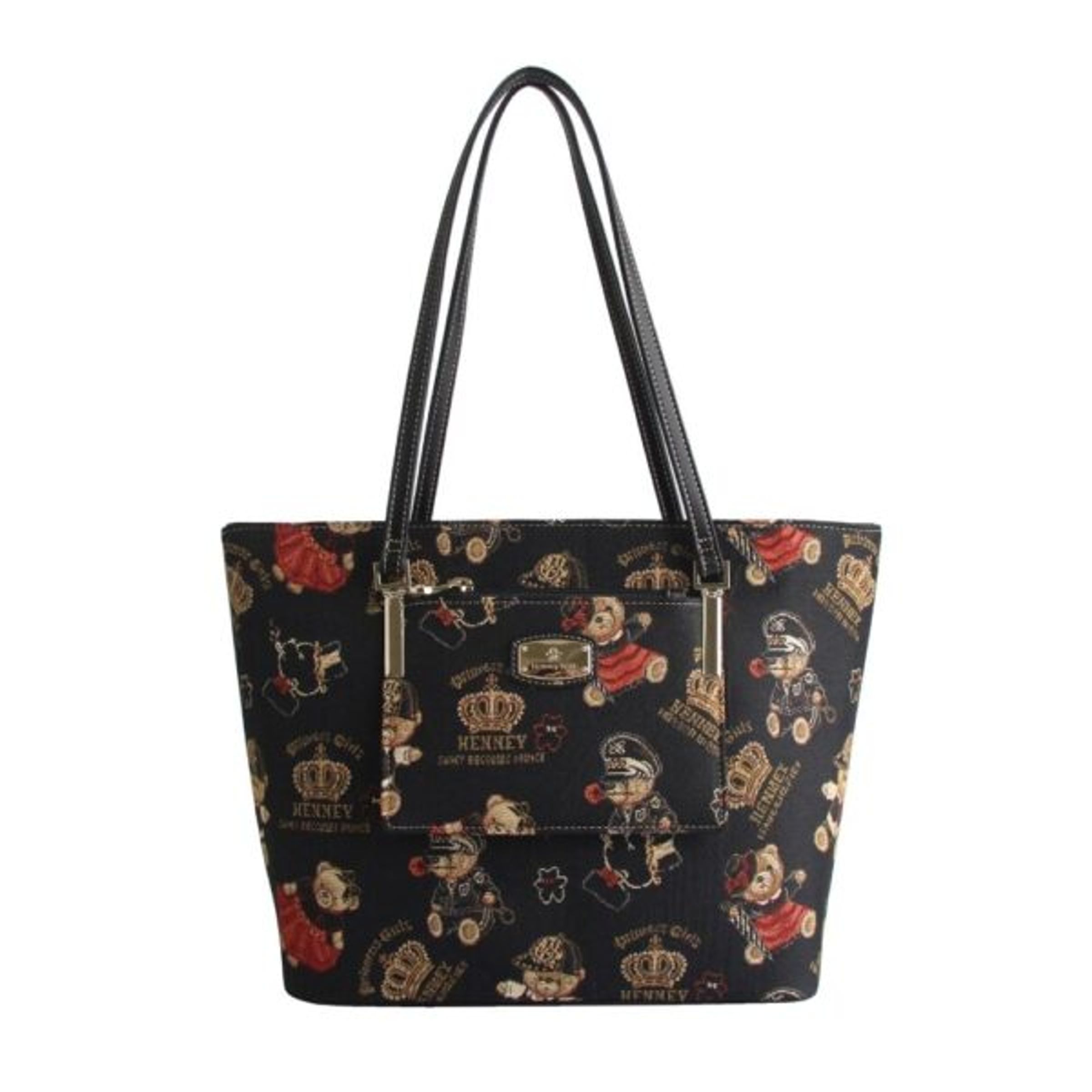 LARGE TOTE W WOVEN HANDLE - SILHOUETTE BEAR