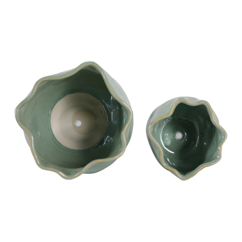 DRAPERSTONE SET OF 2 GREEN PLANTER 6 (IN)