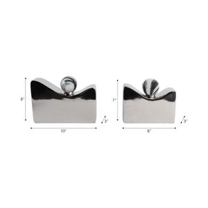 ARLOSHAW SET OF 2 SILVER VASES 8 (IN) 8