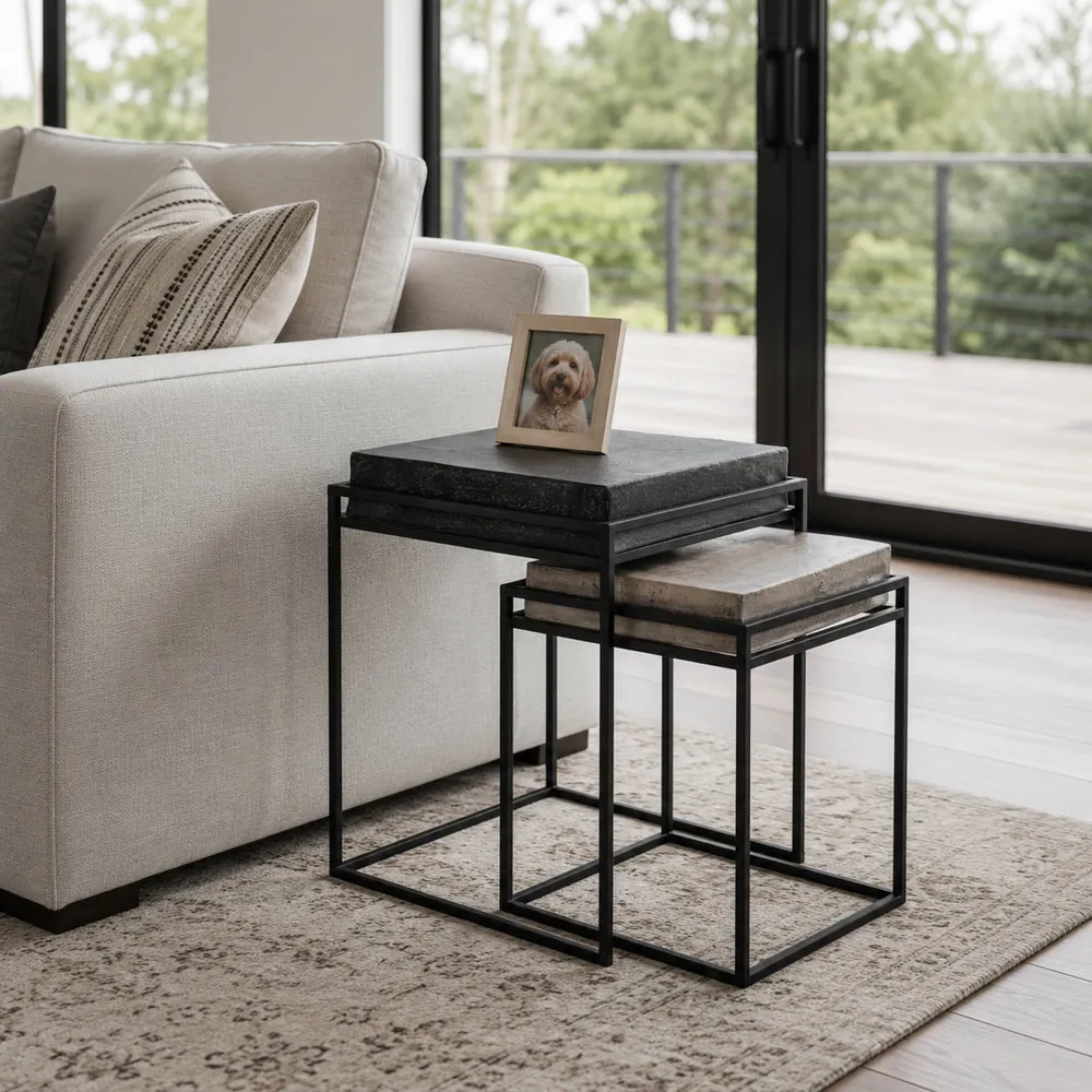 BARNETWIND SET OF 2 BLACK TABLE 23 (IN)