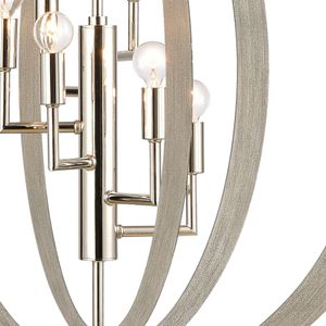 Retro Rings 26'' Wide 6-Light Chandelier - Polished Nickel 3