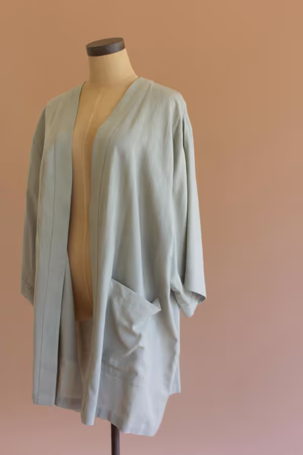 Short Kimono with Front Pockets - Fog