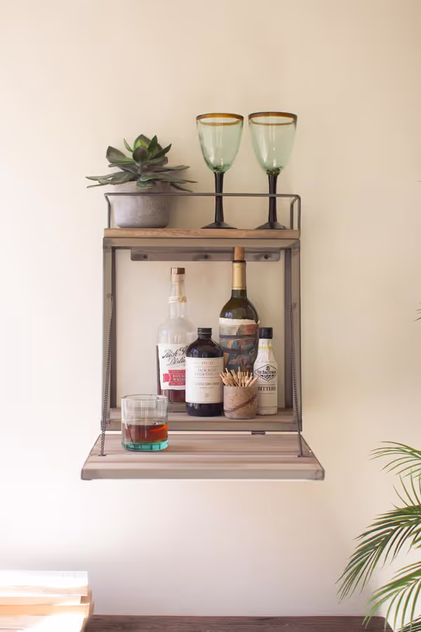 Wall Bar with Fold Down Shelf