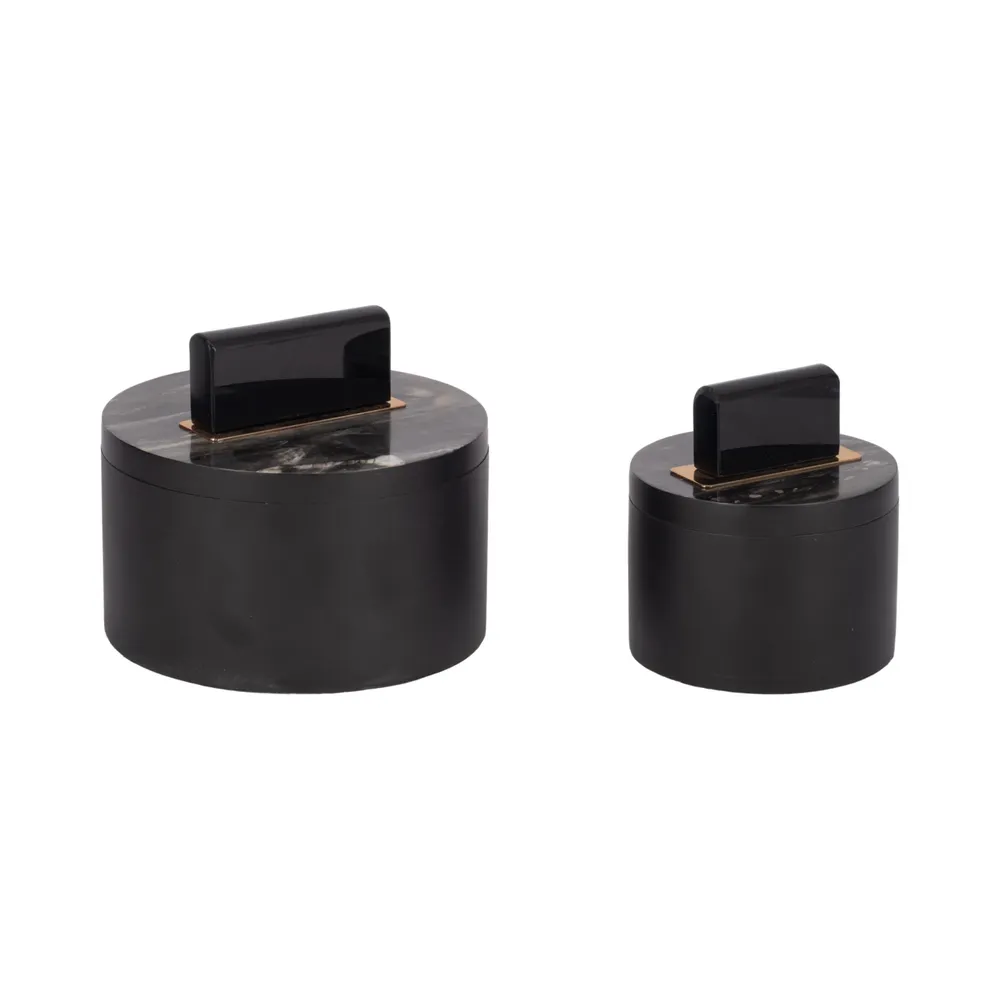 ELROYSIDE SET OF 2 BLACK BOXES 6 (IN)