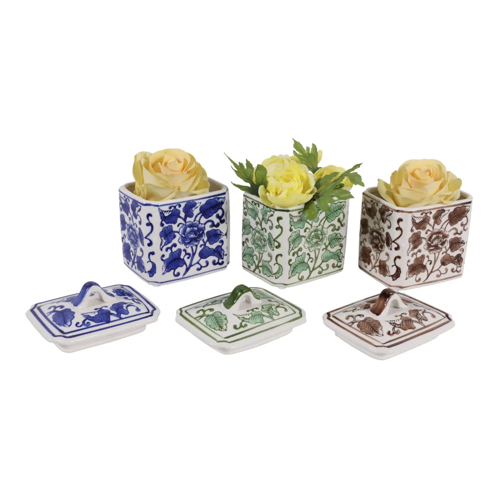 HENDONRUN SET OF 3 WHITE JARS 6 (IN)