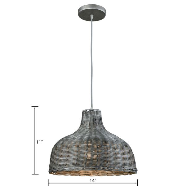 Pleasant Fields 14'' Wide 1-Light Pendant - Weathered Gray