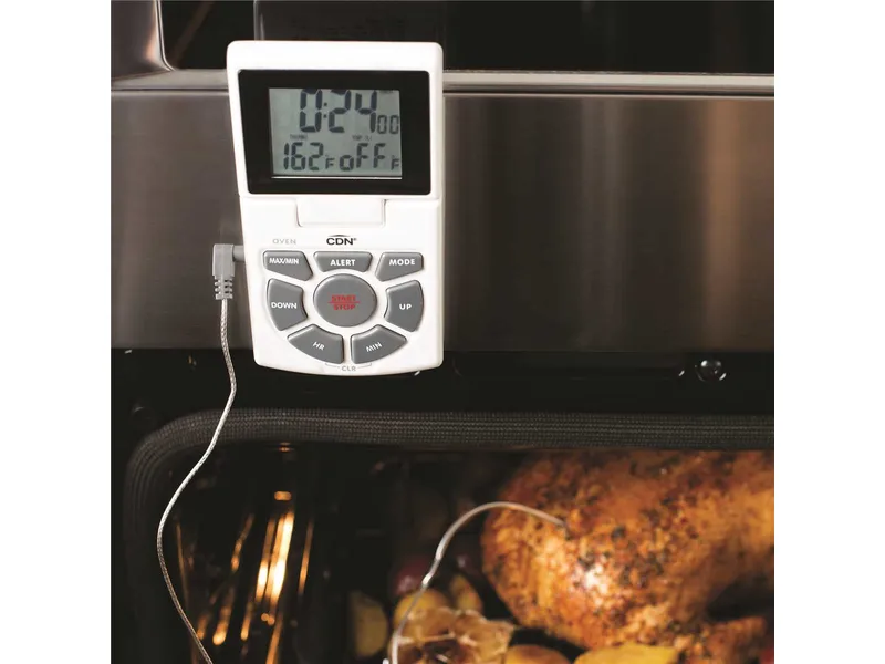 CDN Thermometer/Timer & Clock Digital, Probe, White 4