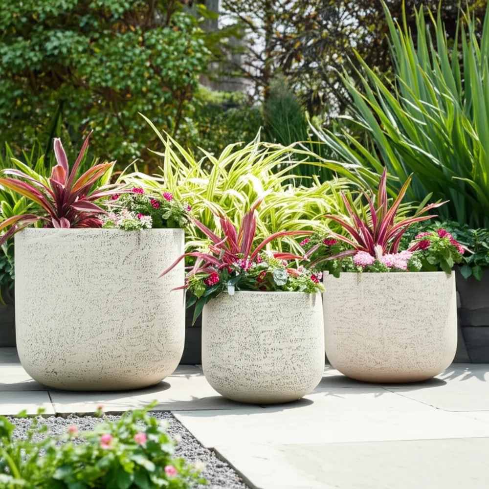 TODDCLIFF SET OF 3 IVORY PLANTER 16 (IN)