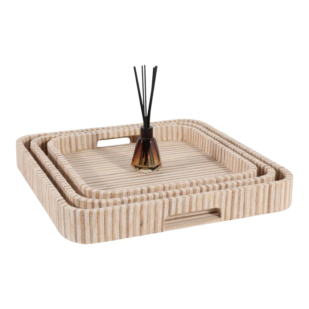 GARTONWELL SET OF 3 BROWN TRAY 3 (IN)