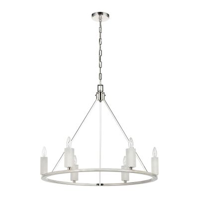 White Stone 30″ Wide 6-Light Chandelier - Polished Nickel