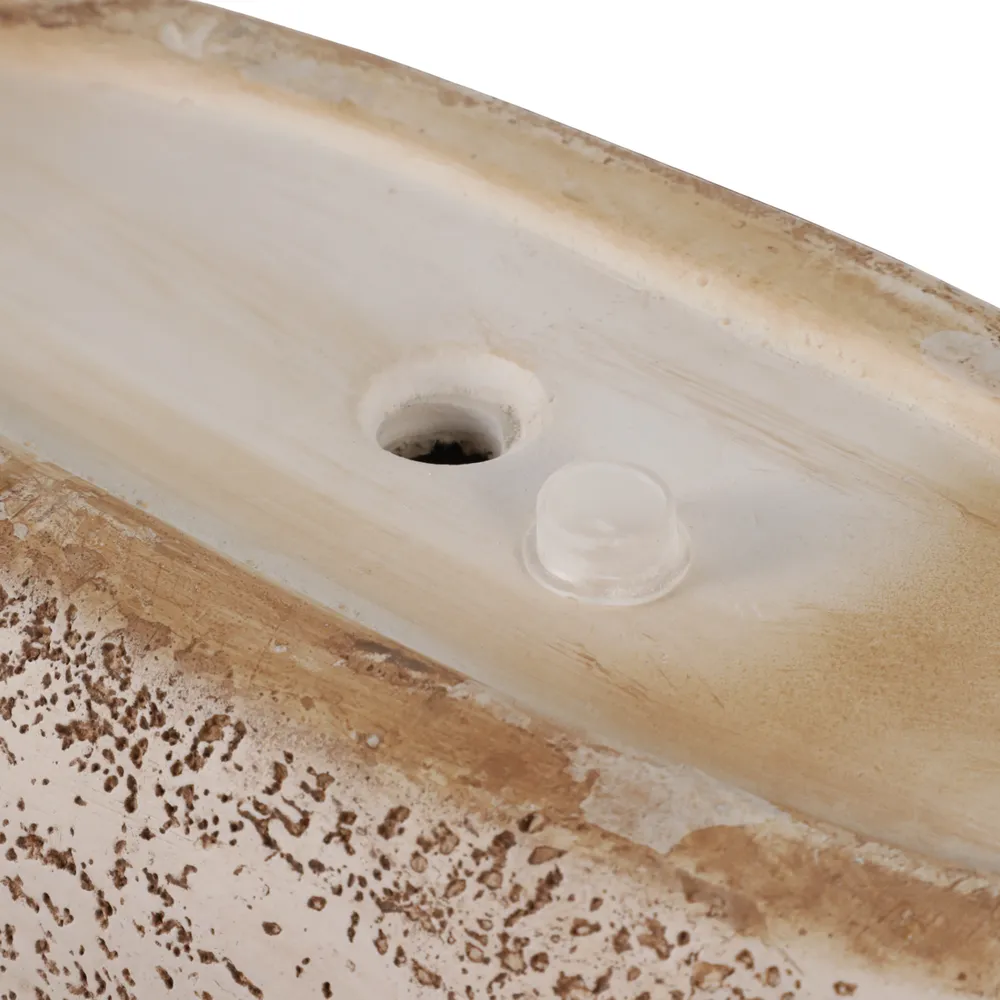 S/2 18/22" OBLONG CEMENT TEXTURE RESIN PLANTERS