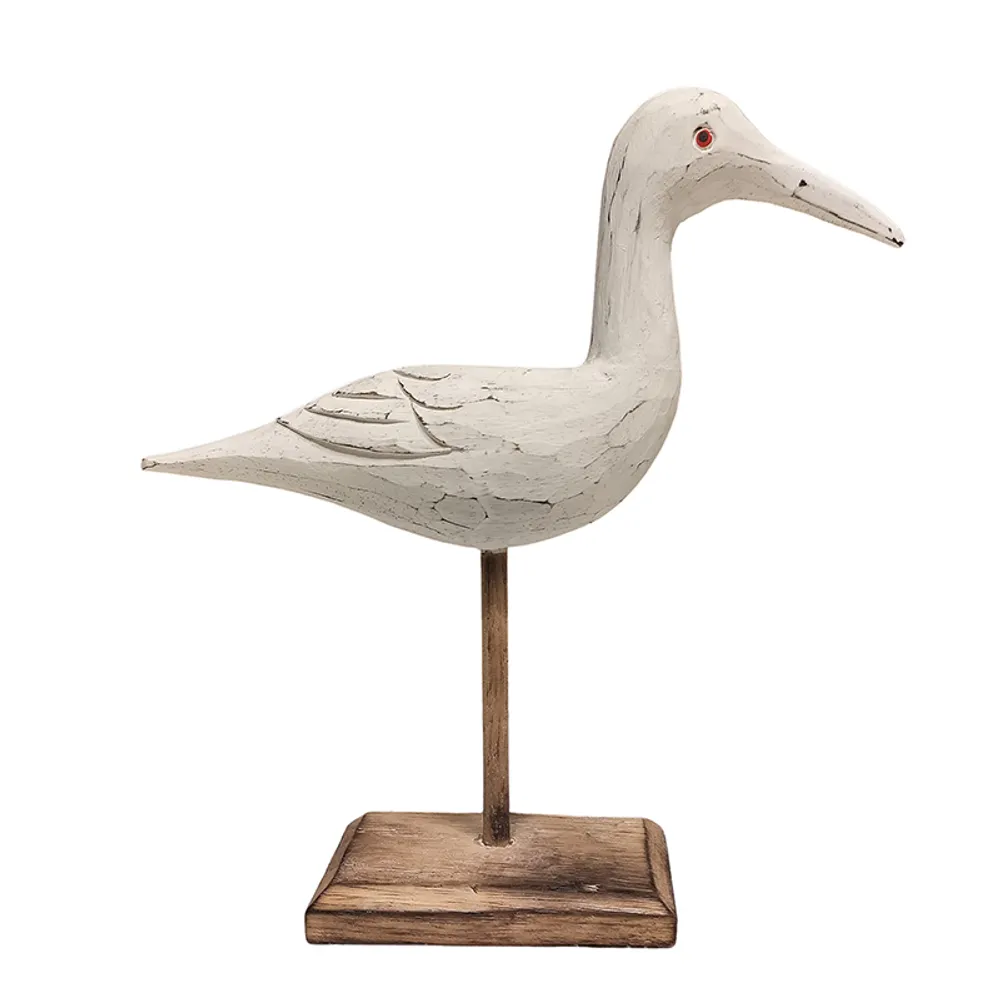 12" WHITE WASHED SEABIRD ON STAND