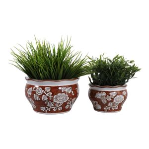 HENLEYDALE SET OF 2 BROWN PLANTER 7 (IN) 3
