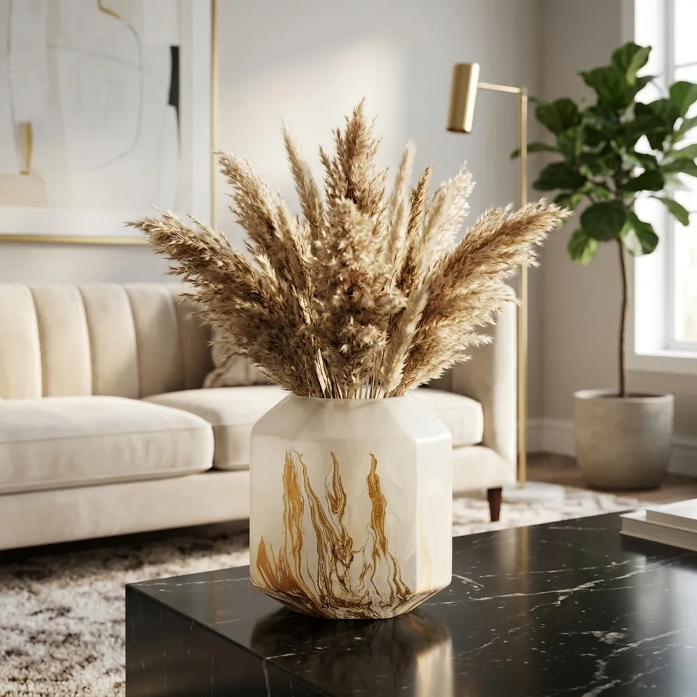RAESTONE IVORY GLASS VASE 10 (IN)
