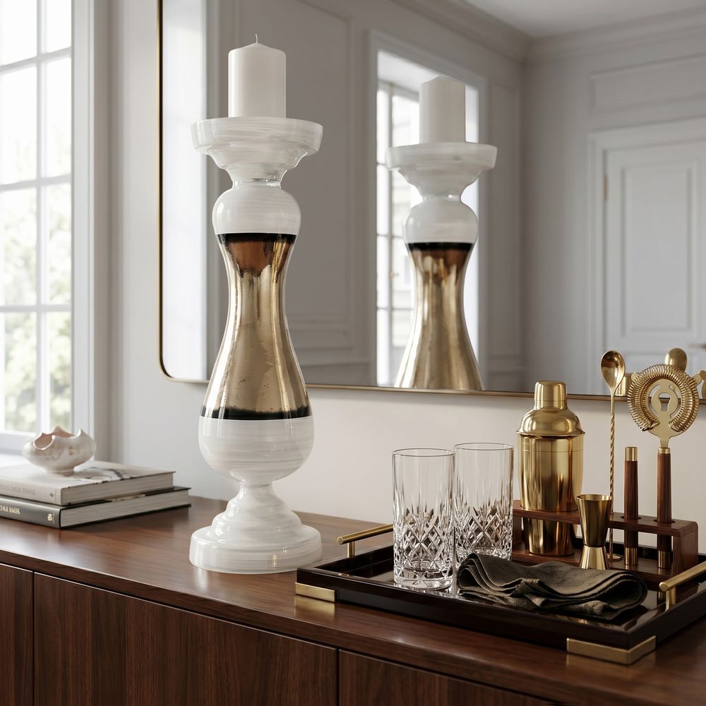 AIDENFIELD WHITE CANDLE HOLDER 26 (IN)