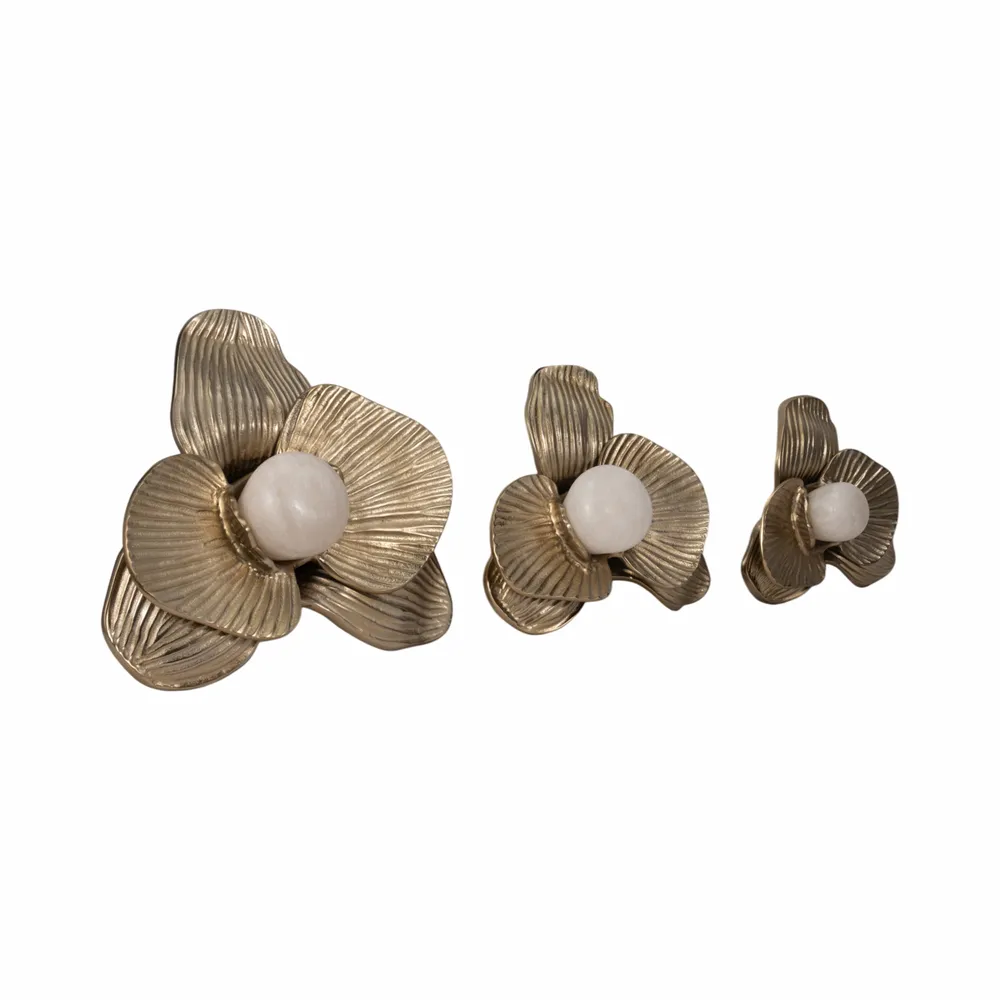 ARLOCREST SET OF 3 GOLD WALL FLOWERS 7 (IN)