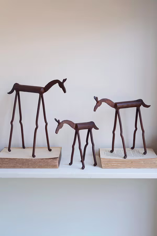 Set of 3 Hand-Forged Iron Horses