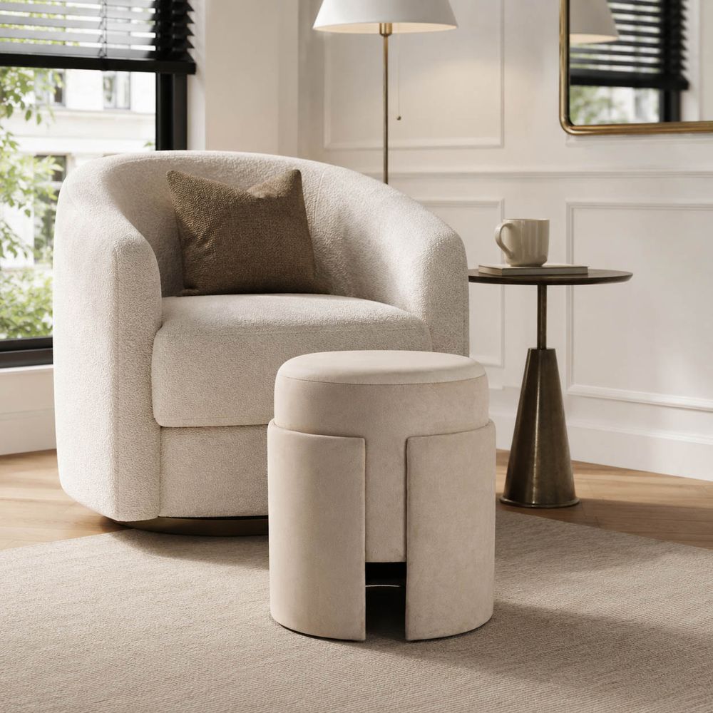 HADLEYTON IVORY OTTOMAN 18 (IN)
