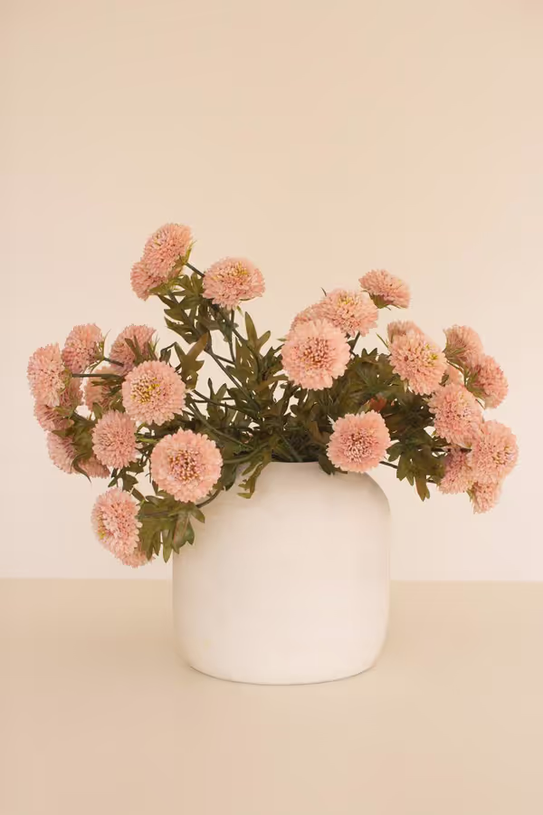 Bundle of 7 Artificial Light Pink Ball Dahlias