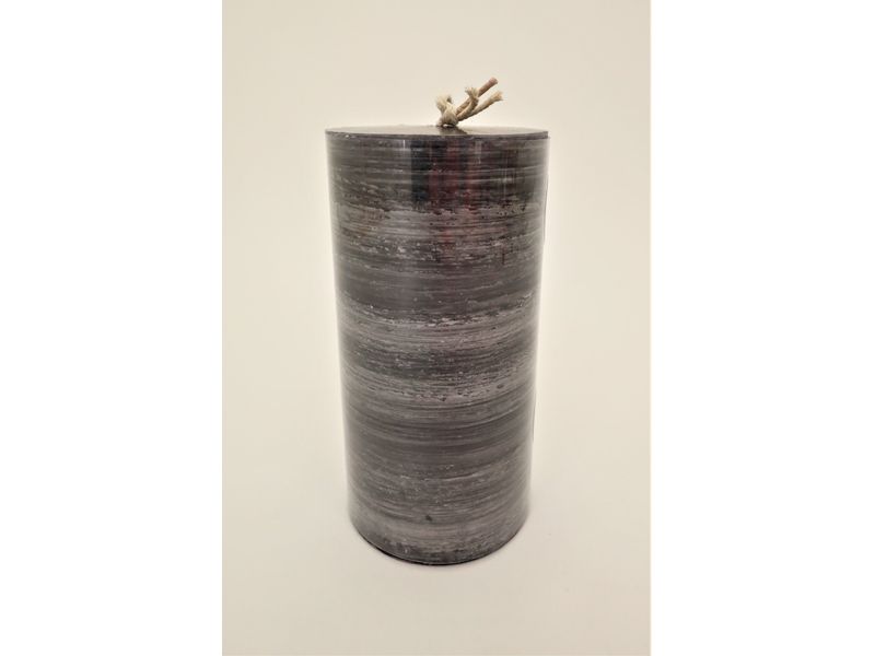 6" Brushed Pillar Candle, Black 1