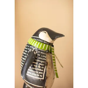 Set of 2 Recycled Metal Skating Christmas Penguins 5
