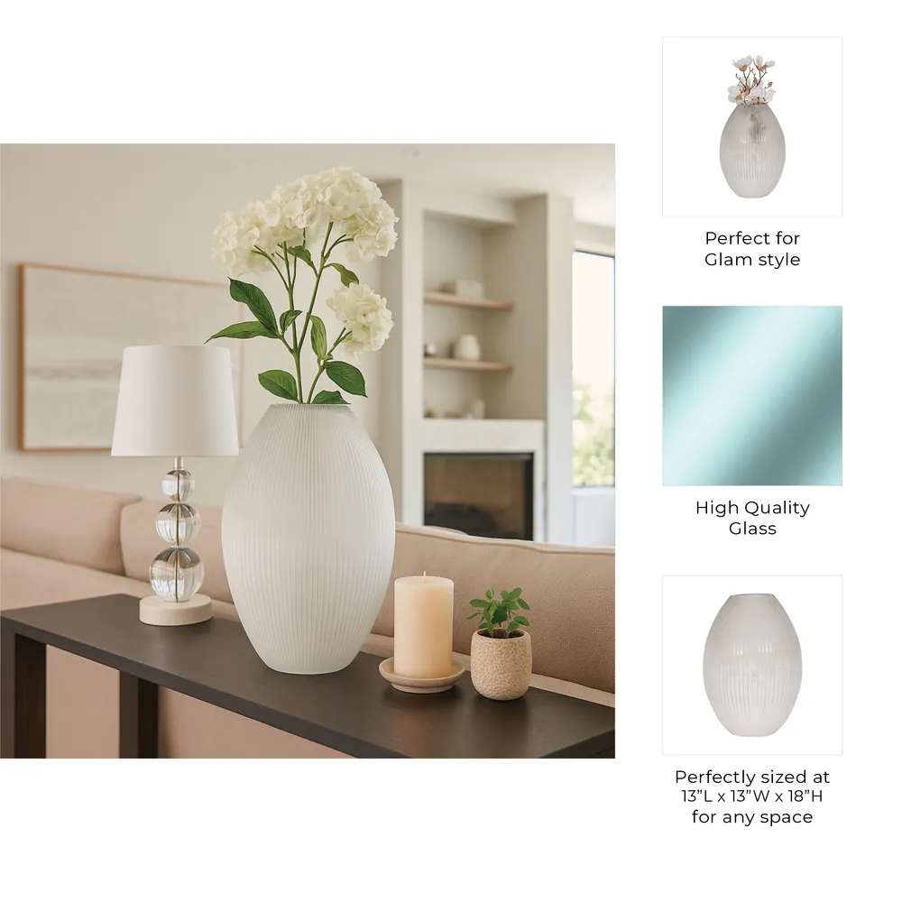 ADLERGROVE WHITE GLASS VASE 18 (IN)
