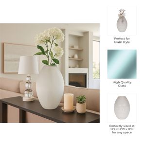 ADLERGROVE WHITE GLASS VASE 18 (IN) 9