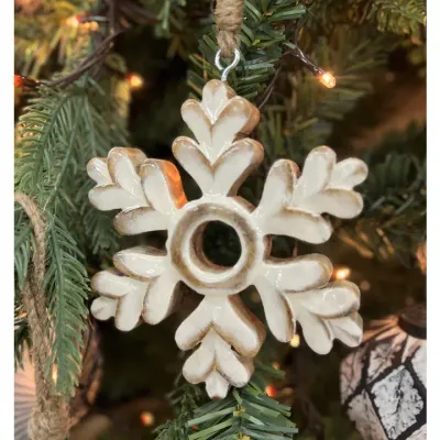Clear Enamel Snowflake Ornament 5x5in