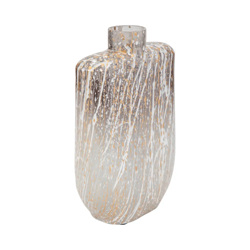 STONEWOOD IVORY GLASS VASE 10 (IN)