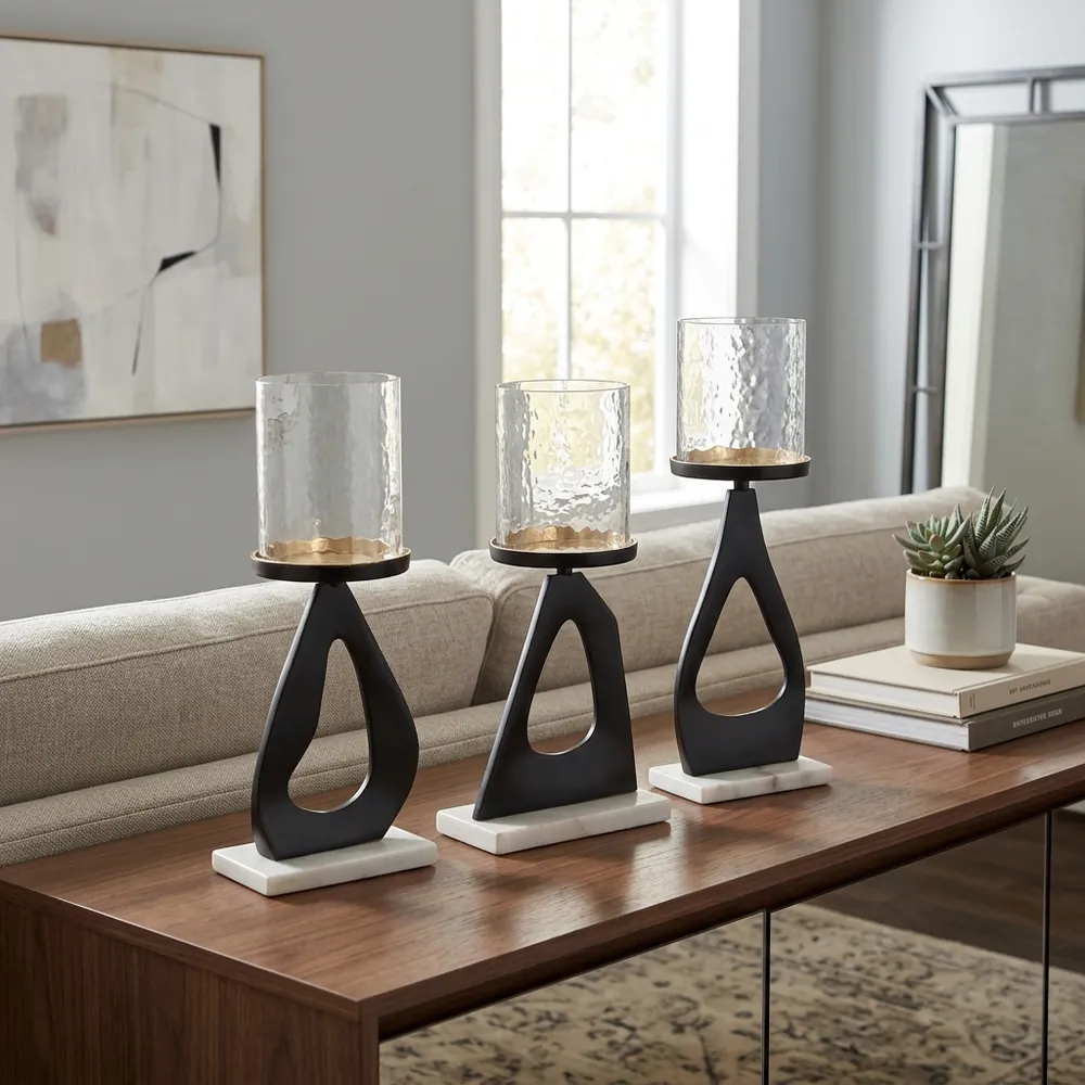 PALMERLAKE SET OF 3 BLACK CANDLE HOLDER 15 (IN)