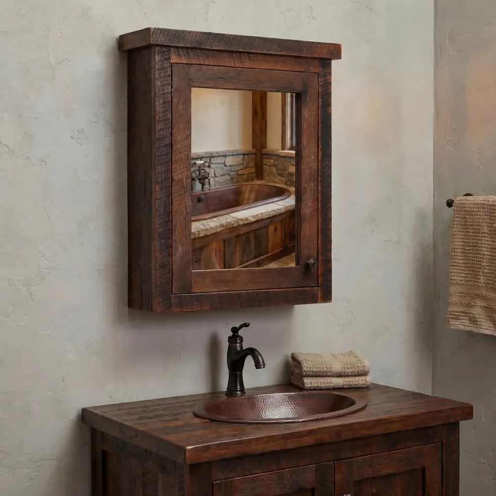 Barnwood Inset Medicine Cabinet - Hinged Left
