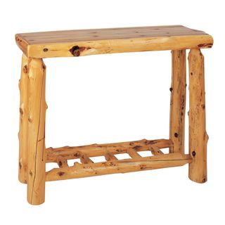 Cedar Log Open Sofa Table with Shelf - Weathered
