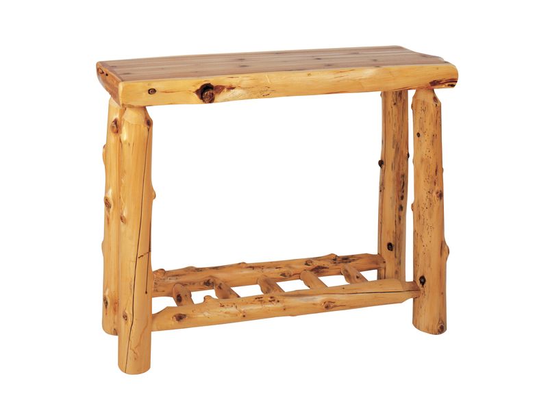 Cedar Log Open Sofa Table with Shelf - Natural 2