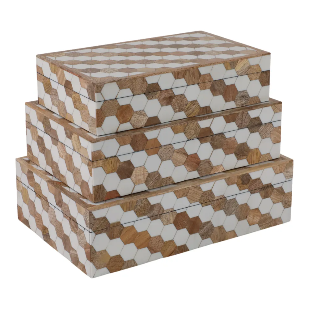 GALTONOAK SET OF 3 BROWN BOXES 4 (IN)