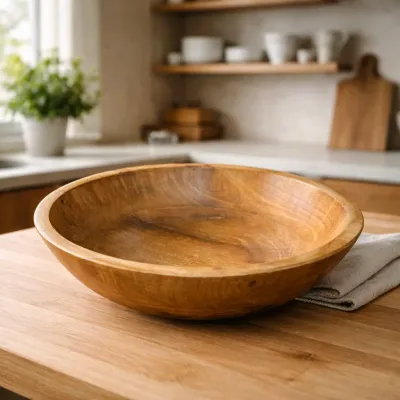 Dark Wooden Bowl 10x10x2.5in