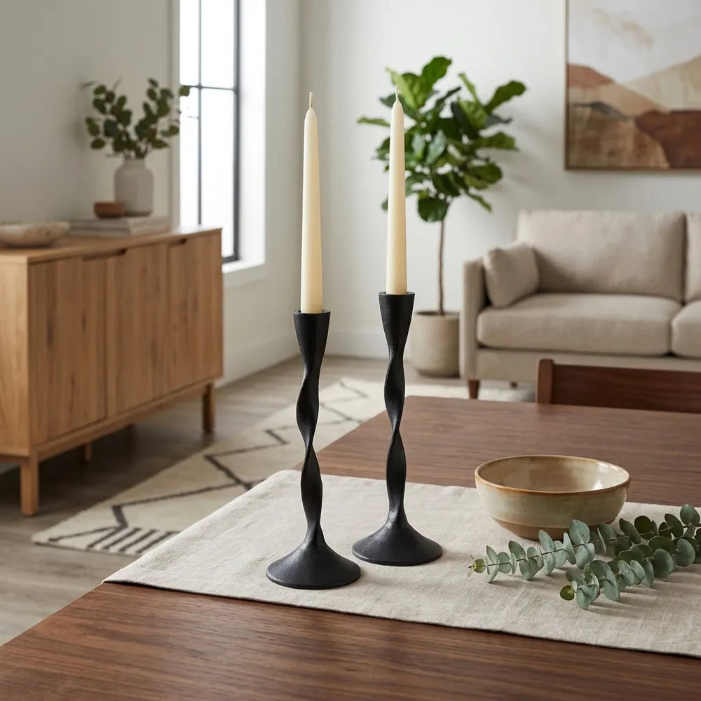 ELMONTVALE BLACK CANDLE HOLDER 9 (IN)