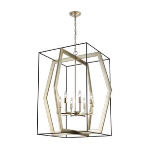 Mixed Geometries 32'' Wide 8-Light Chandelier - Silver Leaf 5