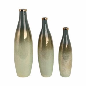 HOPESIDE SET OF 3 GREEN GLASS VASES 21 (IN) 1