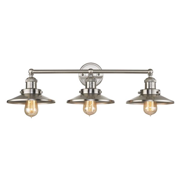 English Pub 28'' Wide 3-Light Vanity Light - Satin Nickel