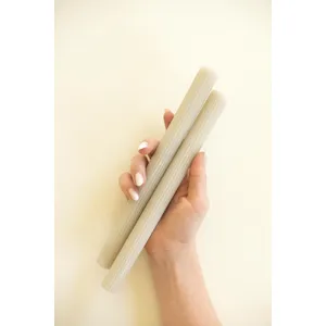 Set of 2 Ribbed Taper Candles / Taupe 4