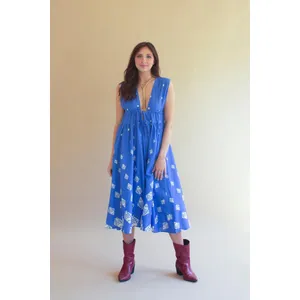 Fish Print Dress with Tie in Front 1