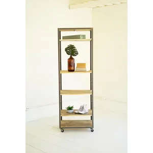 Tall Shelving Unit with Adjustable Recycled Wood Shelves 5