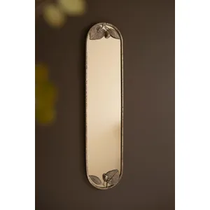 Tall Rustic Metal Framed Mirror with Leaf and Fruit Detail 3