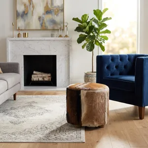 ELMONTHAVEN IVORY OTTOMAN 18 (IN) 2